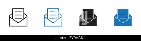 Envelope open icon linear vector graphics sign or symbol set for web app ui Stock Vector