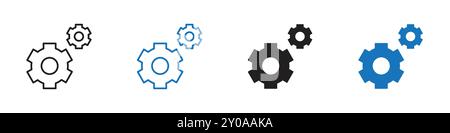 Gear icon linear vector graphics sign or symbol set for web app ui Stock Vector