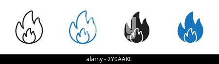 Fire icon linear vector graphics sign or symbol set for web app ui Stock Vector