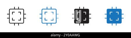 Processor icon linear vector graphics sign or symbol set for web app ui Stock Vector