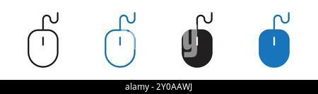 Mouse icon linear vector graphics sign or symbol set for web app ui Stock Vector