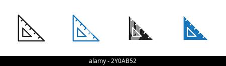 Ruler triangle icon linear vector graphics sign or symbol set for web app ui Stock Vector