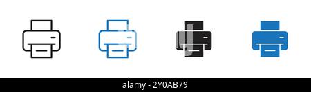 Printer icon linear vector graphics sign or symbol set for web app ui Stock Vector