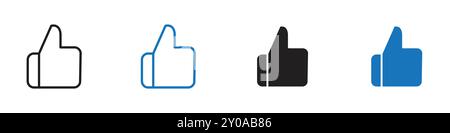 Thumbs up icon linear vector graphics sign or symbol set for web app ui Stock Vector