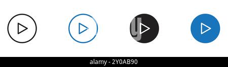 Play icon linear vector graphics sign or symbol set for web app ui Stock Vector