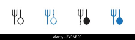 Spoon fork icon linear vector graphics sign or symbol set for web app ui Stock Vector