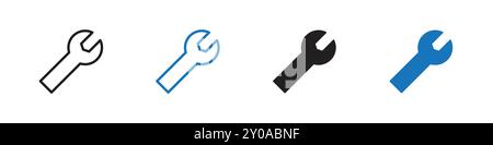 Wrench icon linear vector graphics sign or symbol set for web app ui Stock Vector
