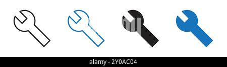 Wrench icon linear vector graphics sign or symbol set for web app ui Stock Vector
