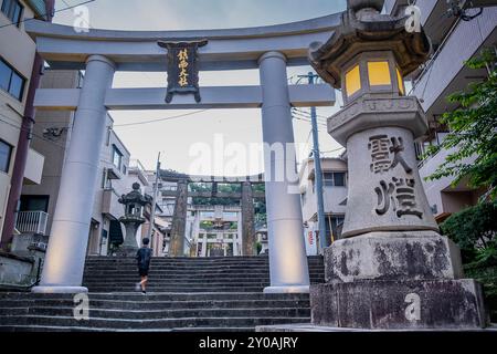 Torii gates at the Suwa Shrine, Nagasaki, Japan Stock Photo