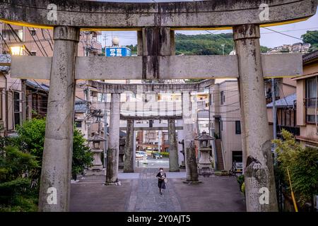 Torii gates at the Suwa Shrine, Nagasaki, Japan Stock Photo