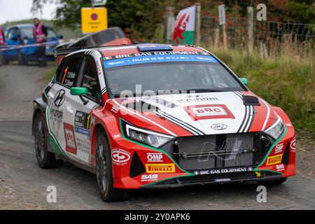 Aberystwyth, Dyfed, UK. 1st Sep, 2024. 2024 FIA European Rally Championship Day 3; Driver Hayden Paddon and co-driver John Kennard in their Hyundai i20 N power through Hafod stage 12 Credit: Action Plus Sports/Alamy Live News Stock Photo