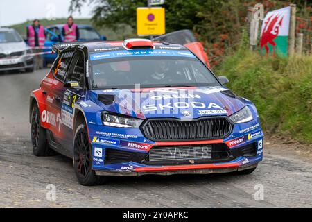 Aberystwyth, Dyfed, UK. 1st Sep, 2024. 2024 FIA European Rally Championship Day 3; Driver Miko Marczyk and co-driver Szymon Gospodarczyk in their Skoda Fabia RS power through Hafod stage 12 Credit: Action Plus Sports/Alamy Live News Stock Photo