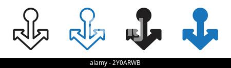 Anchor icon linear vector graphics sign or symbol set for web app ui Stock Vector
