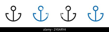 Anchor icon linear vector graphics sign or symbol set for web app ui Stock Vector
