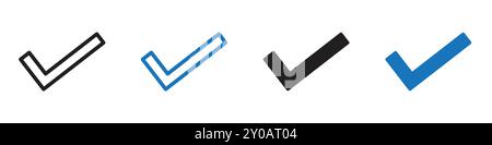check mark icon linear vector graphics sign or symbol set for web app ui Stock Vector