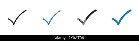 Check mark icon linear vector graphics sign or symbol set for web app ui Stock Vector