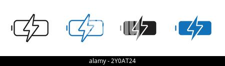 Battery icon linear vector graphics sign or symbol set for web app ui Stock Vector