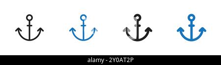 Anchor icon linear vector graphics sign or symbol set for web app ui Stock Vector