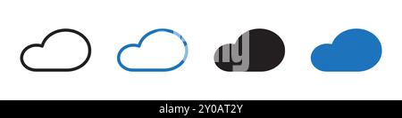 Cloud icon linear vector graphics sign or symbol set for web app ui Stock Vector