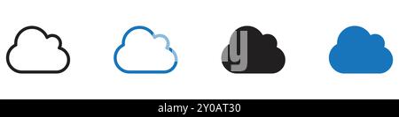 Cloud icon linear vector graphics sign or symbol set for web app ui Stock Vector