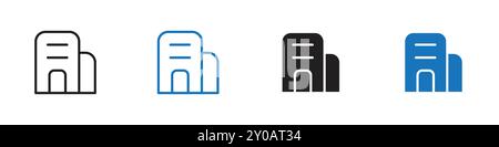 Building icon linear vector graphics sign or symbol set for web app ui Stock Vector