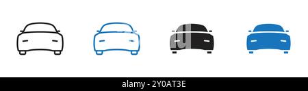 Car icon linear vector graphics sign or symbol set for web app ui Stock Vector