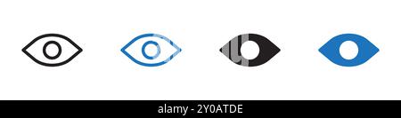 Eye icon linear vector graphics sign or symbol set for web app ui Stock Vector