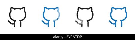 Github icon linear vector graphics sign or symbol set for web app ui Stock Vector