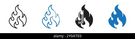 Fire icon linear vector graphics sign or symbol set for web app ui Stock Vector
