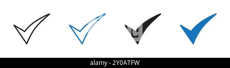 Check mark icon linear vector graphics sign or symbol set for web app ui Stock Vector