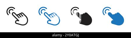 Hand cursor icon linear vector graphics sign or symbol set for web app ui Stock Vector