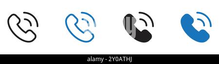 Phone icon linear vector graphics sign or symbol set for web app ui Stock Vector