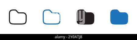 Folder icon linear vector graphics sign or symbol set for web app ui Stock Vector