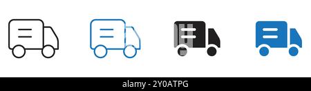 Truck icon linear vector graphics sign or symbol set for web app ui Stock Vector