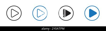 Play icon linear vector graphics sign or symbol set for web app ui Stock Vector