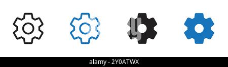 Settings icon linear vector graphics sign or symbol set for web app ui Stock Vector