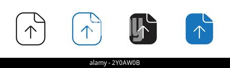 Upload file icon linear vector graphics sign or symbol set for web app ui Stock Vector