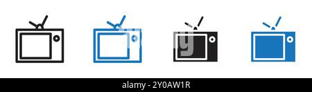 tv ivon linear vector graphics sign or symbol set for web app ui Stock Vector