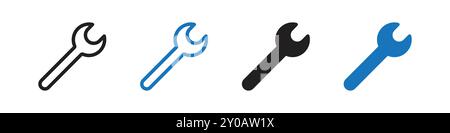 Wrench icon linear vector graphics sign or symbol set for web app ui Stock Vector
