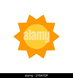 Sun icon. Vector illustration in flat style isolated on white background. Stock Vector