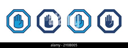 Stop icon vector. stop road sign. hand stop icon vector Stock Vector