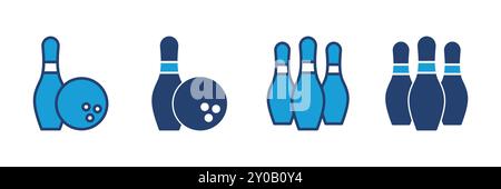Bowling icon vector. bowling ball and pin icon. bowling pins Stock Vector