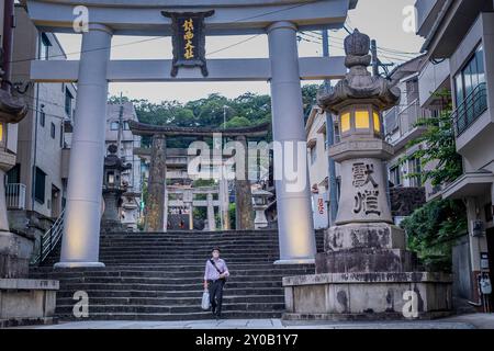 Torii gates at the Suwa Shrine, Nagasaki, Japan Stock Photo