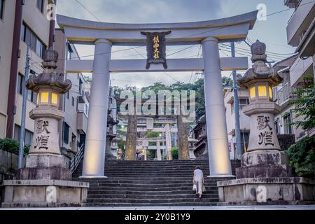 Torii gates at the Suwa Shrine, Nagasaki, Japan Stock Photo