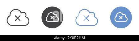 Cloud off icon Flat set in black and white color outline vector mark Stock Vector