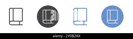 Book icon Flat set in black and white color outline vector mark Stock Vector