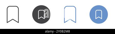 Bookmark icon Flat set in black and white color outline vector mark Stock Vector