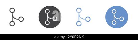 Code merge Flat set in black and white color outline vector mark Stock Vector