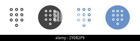 Dialing keypad icon Flat set in black and white color outline vector mark Stock Vector