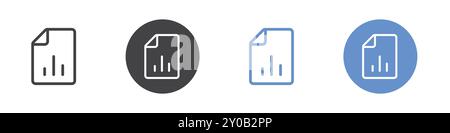 File chart icon Flat set in black and white color outline vector mark Stock Vector